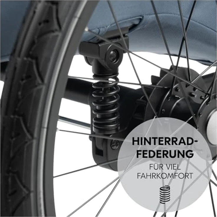 Hauck Dryk Duo Plus, Fahrradanhänger & Buggy mit Hinterradfederung und Gummireifen, blau – Bild 3