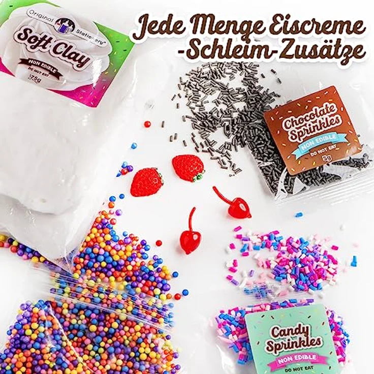 Original Stationery Süßes Eiscreme Schleim-Set für Mädchen, zum Selbermachen von Schleim, inklusive Donut-, Eiscreme- und Cupcake-Behältern, kreatives Geschenk für 8-12 Jahre – Bild 4