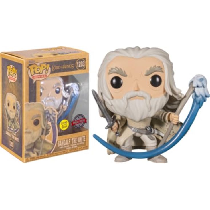 Funko Pop! Movies: Lord of The Rings - Gandalf The White (with Sword & Staff) (Glows in The Dark) (Special Edition) #1203 Vinyl Figure, Funko, Sammelfigur 9,5 cm – Bild 2