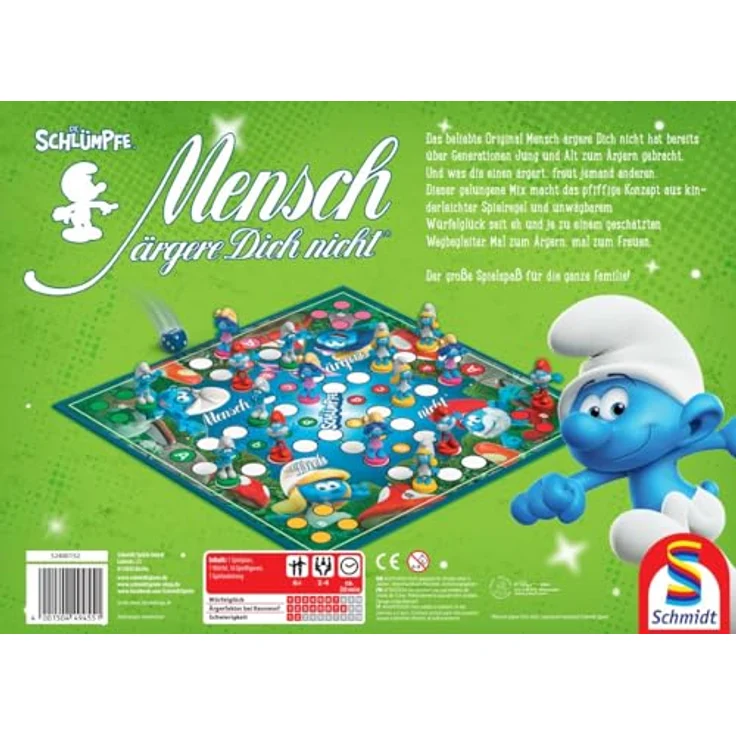 Schmidt Spiele Mensch ärgere Dich Nicht, Die Schlümpfe, Familienspiel mit 16 3D-Schlumpf-Spielfiguren, Mehrfarbig – Bild 2