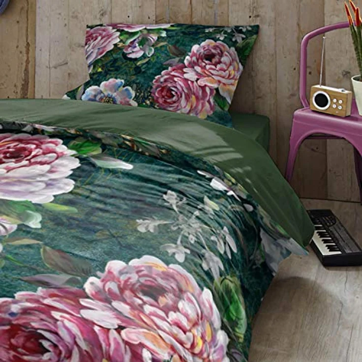 ESPiCO Bettwäsche Trendy Bedding Fleur Blumen Geblümt Pfingstrosen Wendeoptik Grün Renforcé, 135x200 cm – Bild 5