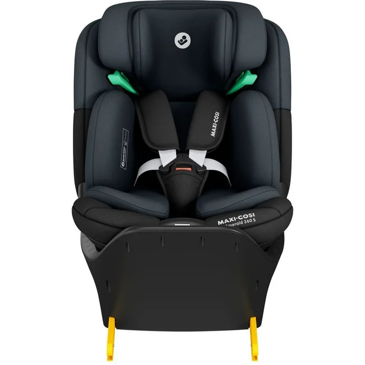 Maxi-Cosi Autokindersitz Emerald S i-Size - Tonal Black, Reboarder Kinder Autositz bis 36 kg, ab Geburt-12 Jahre & Isofix-Base