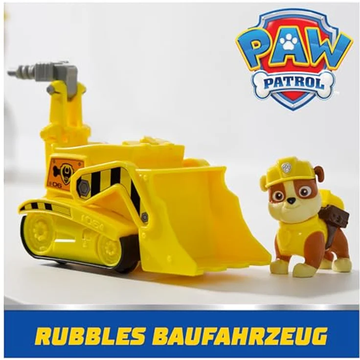 Spin Master PAW Patrol Spielzeug-Auto Rubble, Baufahrzeug mit beweglichem Bohrer und Schaufel, aus recyceltem Material, ca. 13 cm lang – Bild 2