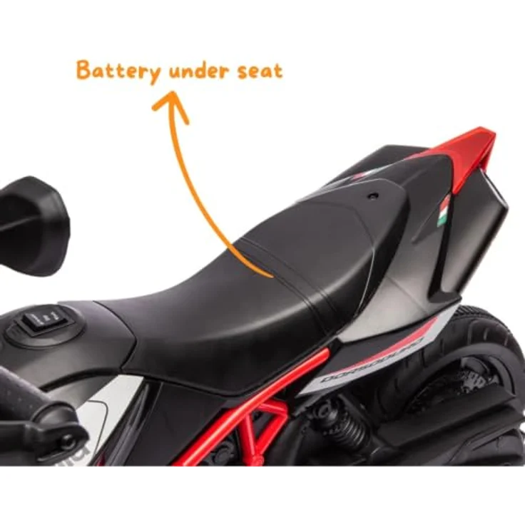 Vrooomy Kindermotorrad Aprilia Dorsoduro 900, 6V mit Scheinwerfer und abnehmbaren Stützrädern, rot, für 1-3 Jahre – Bild 7