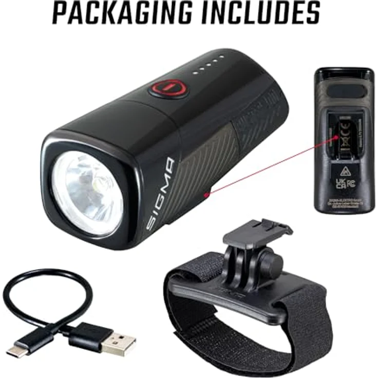 SIGMA Buster 400 HL, Fahrradbeleuchtung mit 400 Lumen, 120 m Leuchtweite, 5 Leuchtmodi, spritzwassergeschützt, integrierte Ladefunktion – Bild 2