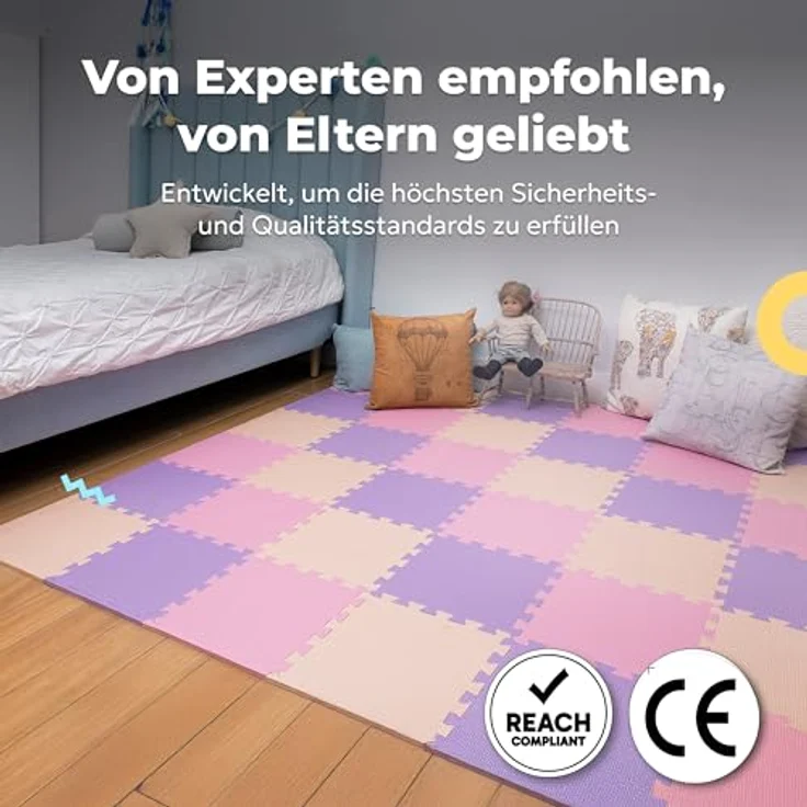 MioTetto Krabbelmatte Baby, Zertifizierte, Ungiftige Puzzlematte, Wasserfest und Stilvoll, 9-teiliges Set in 6 Farben erhältlich – Bild 2