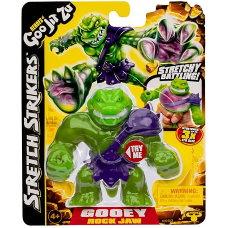 Heroes of Goo Jit Zu Stretch Striker Helden-Packung, Dehnbare Actionfigur Rock Jaw, elastische Füllung, bis zu 3-fache Größe dehnbar, Sammelset mit 5 Figuren – Bild 2