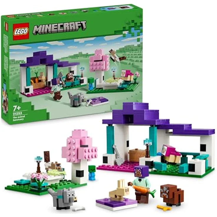 LEGO Minecraft Das Tierheim, Spielzeug mit vielen Tier-Figuren für Mädchen und Jungen ab 7 Jahren, Geschenk für Gamer und Kinder, Modell-Set des Ebene-Bioms aus Steinen 21253 – Bild 1