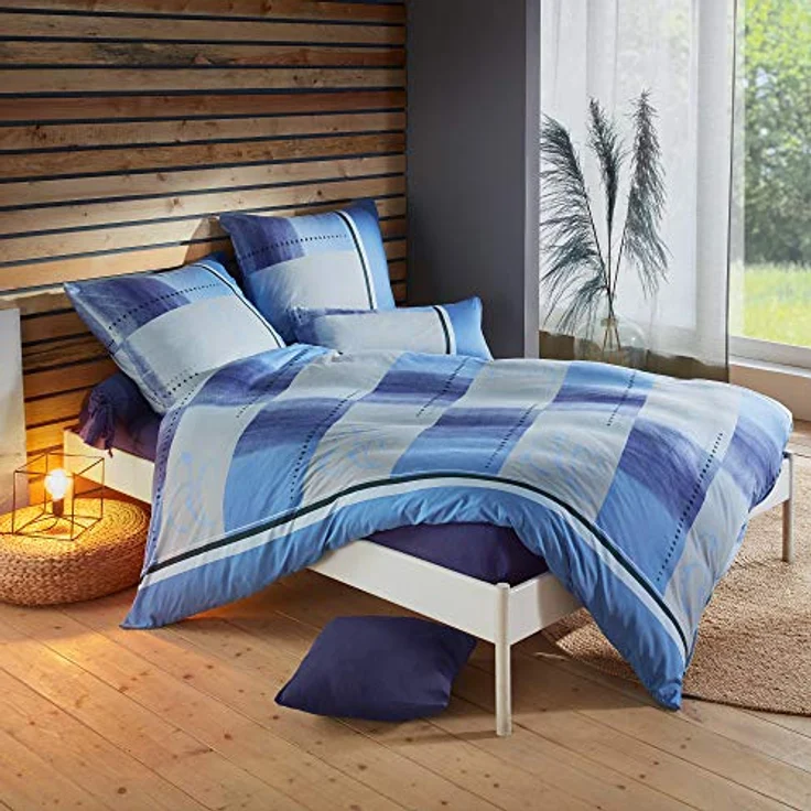 Erwin Müller Bettwäsche, Bettgarnitur Single-Jersey blau Größe 135x200 cm (40x80 cm) - anschmiegsame Qualität, bügelfrei, pflegeleicht, mit praktischem Reißverschluss (weitere Größen) – Bild 2