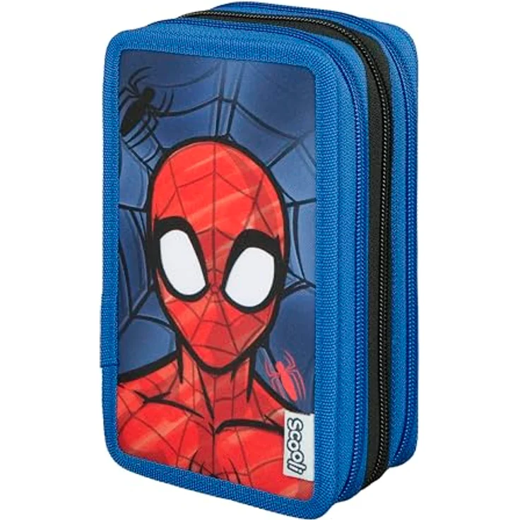 Scooli Tripledecker Spider Man, Gefülltes Schüleretui mit 21 Buntstiften, ergonomischem Design und robuster Ausführung - Ideal für Schule und Freizeit, ab 6 Jahren – Bild 1