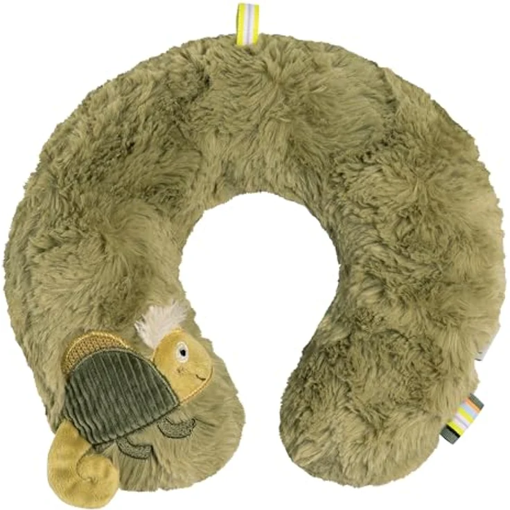 Fehn Nackenstütze Chamäleon, Ergonomisches Nackenkissen mit Tierapplikation, stützt und entlastet in Auto, Babyschale oder Kinderwagen, 24 x 22 cm, waschbar bei 30°C – Bild 1