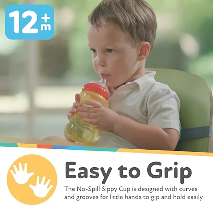 Nuby No-Spill Schnabelbecher mit flexiblem Strohhalm, rosa, 300 ml, 3er-Pack, auslaufsicher, für 12+ Monate – Bild 3