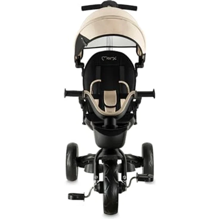 MoMi IVI 3-in-1 Kinderdreirad, beige, mit 360° drehbarem Sitz, Schiebestange & Sonnendach, 3-Punkt-Gurt, PU-Räder – Bild 22