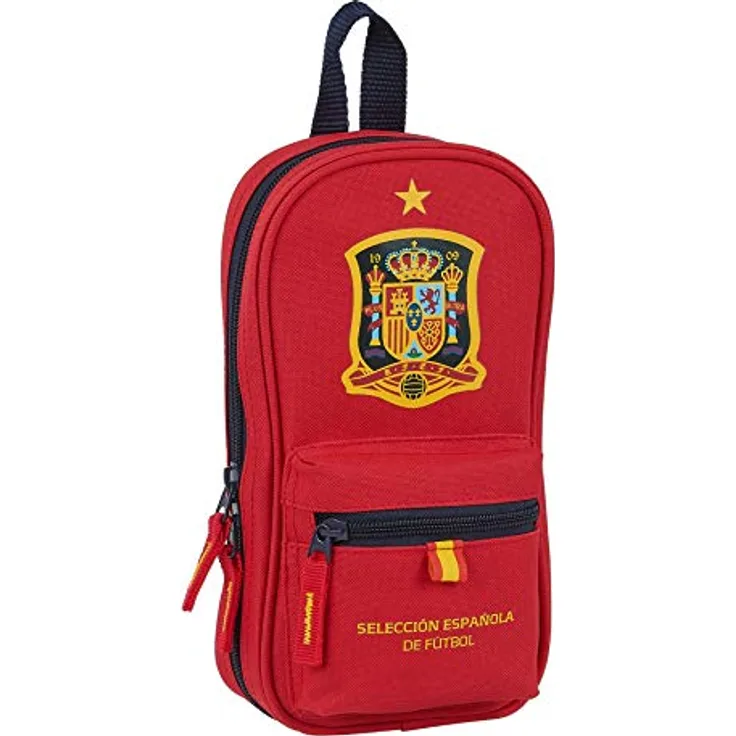Safta Kulturbeutel mit 4 Federmäppchen der spanischen Fußballnationalmannschaft, 120 x 50 x 230 mm