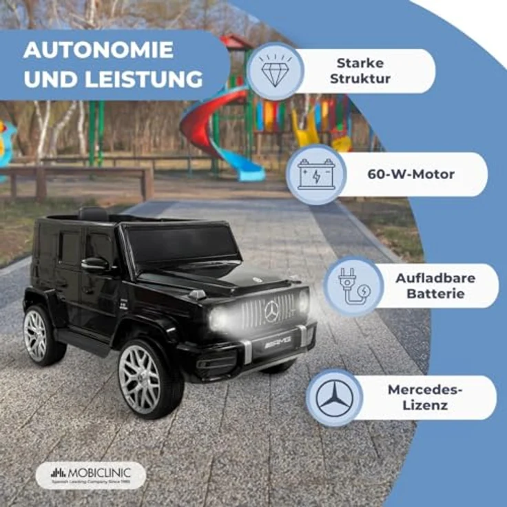 Mobiclinic Mercedes Benz Elektroauto, Kinder-Elektrofahrzeug mit 12V Akku, USB, Bluetooth, UKW-Radio, schwarz – Bild 3