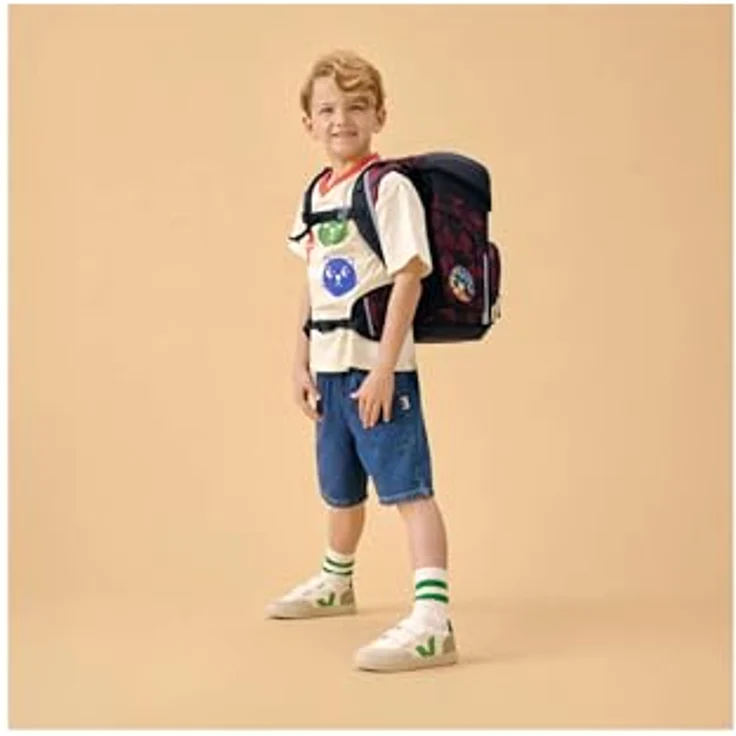 ergobag cubo Set, ergonomischer Schulranzen 5-teilig mit individuell anpassbarem Tragesystem und reflektierenden Elementen, für 1. Klasse Grundschule – Bild 2