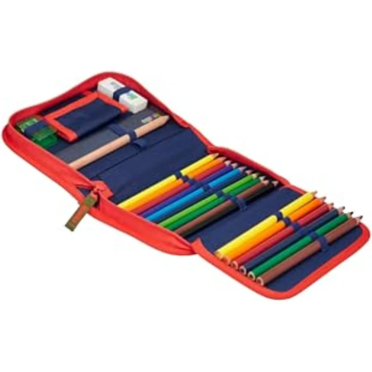ergobag Federmäppchen Set 22-teilig, Lyra Buntstifte, Stundenplan-Fach, Kleingeld Fach, Lineal FeuerspeiBär - Orange – Bild 2