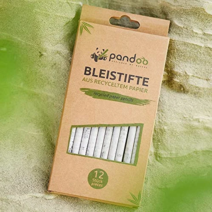 pandoo Bleistift 12-tlg, umweltfreundliche Bleistifte aus recyceltem Zeitungspapier, grau – Bild 4