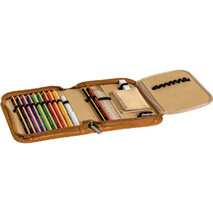 Schüler-Etui Leder natur 1 Klappe – Bild 2