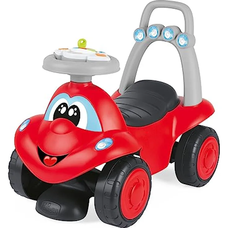 Chicco Billy Walk&Ride Eco+, Erste Schritte, 2in1 Lauflerner und Fahrgerät, einfache Montage, ergonomischer Lenker, breite Räder, mit Geräuschen und Fahrlicht, recycelter Kunststoff, 12-36 Monate, rot