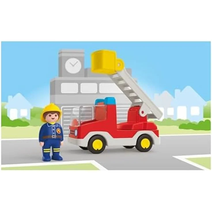 Playmobil® Konstruktions-Spielset Feuerwehrleiterfahrzeug (71683), JUNIOR, (2 St), Made in Europe – Bild 4
