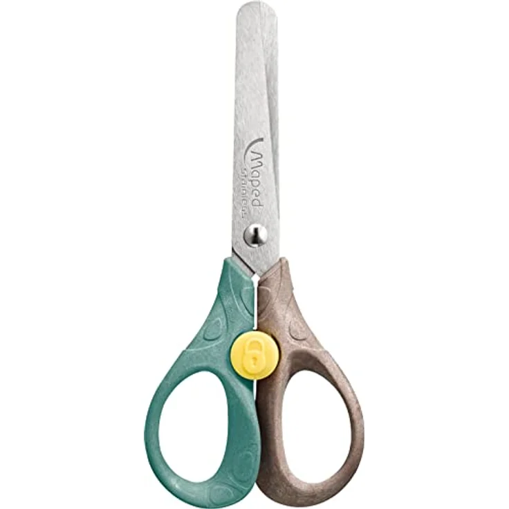 Maped - sichere und nachhaltige Schul- und Bastel-Schere SMILING PLANET SECURITY 3D 13 cm - ergonomische 3D Griffe aus FSC-zertifiziertem Holzfaserverbund-Kunststoff – Bild 3