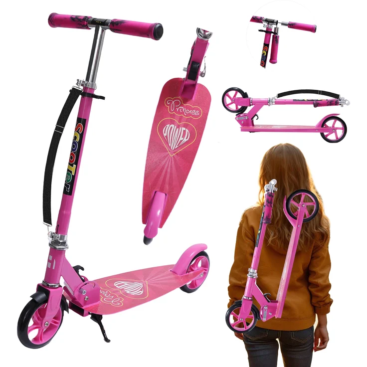 Europebazar Habib Cityroller für Jugendliche, faltbar & bis 100kg belastbar, extra breites Deck, Pink