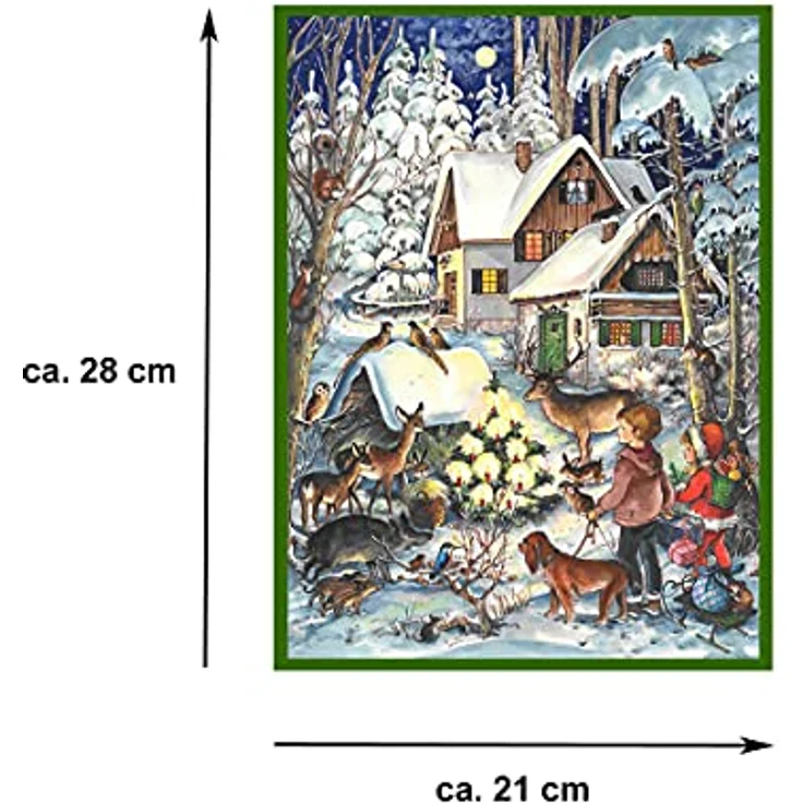 Richard Sellmer Verlag Nostalgischer Adventskalender "Winter bei den Tieren" mit Glitzer, A4 Format, Made in Germany – Bild 2