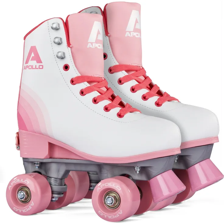 Apollo Rollschuhe Retro Discoroller, verstellbare Disco Roller Skates, größenverstellbar Rollerskates, Retro Design, Schwarz