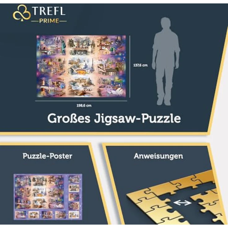 Trefl UFT Puzzle 13500 - Städte jenseits der Wolken, Puzzles mit unregelmäßigen Formen, 9x1500 Teile, FSC-zertifiziert, biologisch abbaubare Kunststoffteile – Bild 4