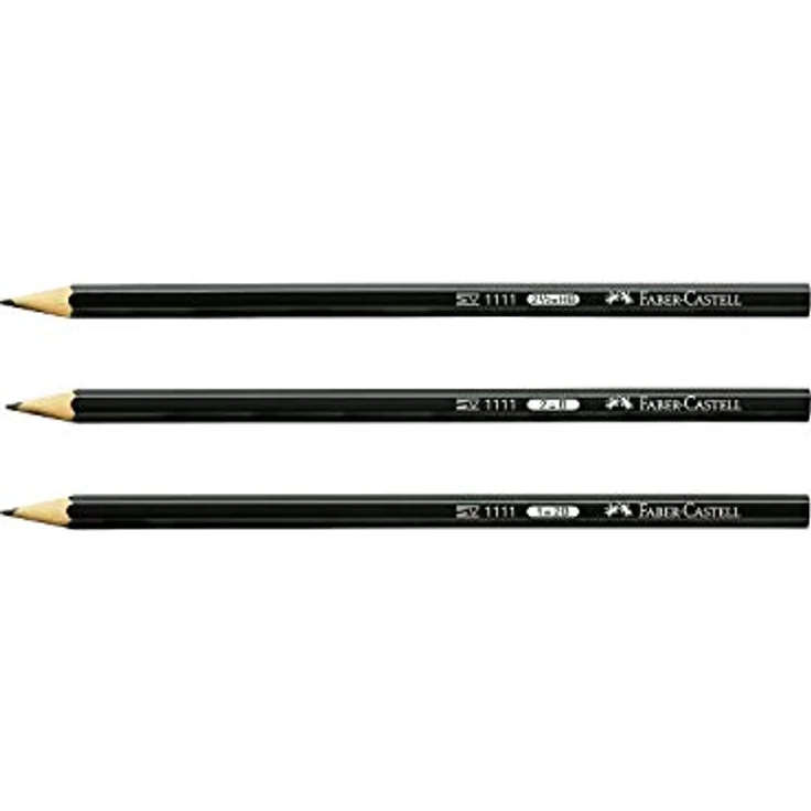 Faber-Castell 111102 Bleistift 1111-2B, schwarz, Härtegrad 2B, ohne Radierer – Bild 1