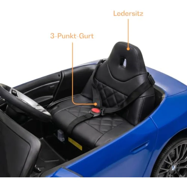 BMW i4 Kinder Elektroauto, 12V mit Fernbedienung, für 1-6 Jahre, Blau, MP3-Player, Sicherheitsgurte, Realistische Motorengeräusche – Bild 8