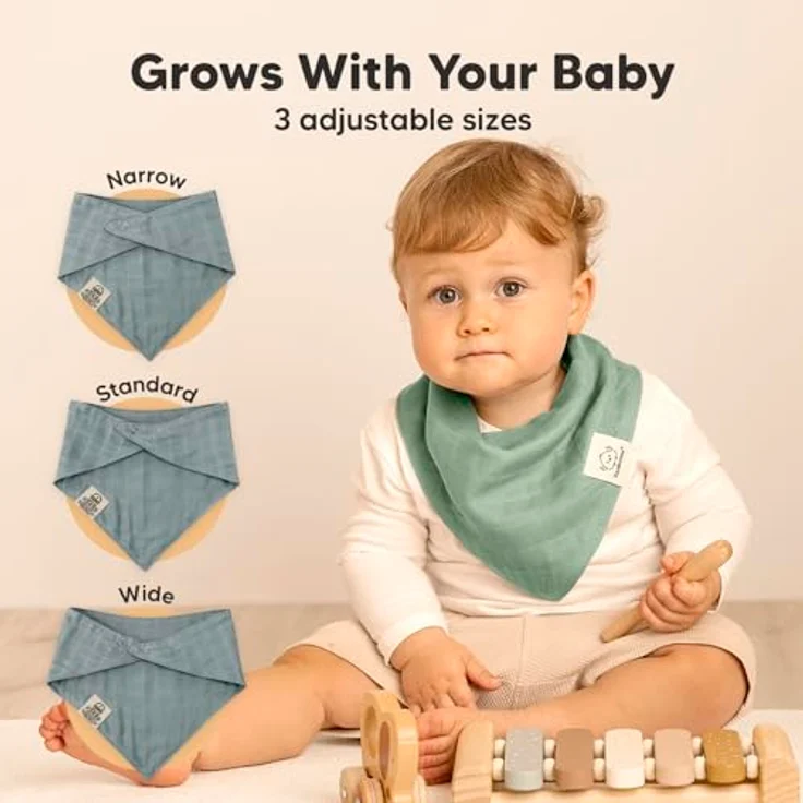 KeaBabies Lumi Muslin 8-Pack Baby Lätzchen, Unisex Bandana Dreieckslätzchen aus 100% Baumwolle, saugfähig & weich, für Neugeborene bis 36 Monate (Mirage) – Bild 4
