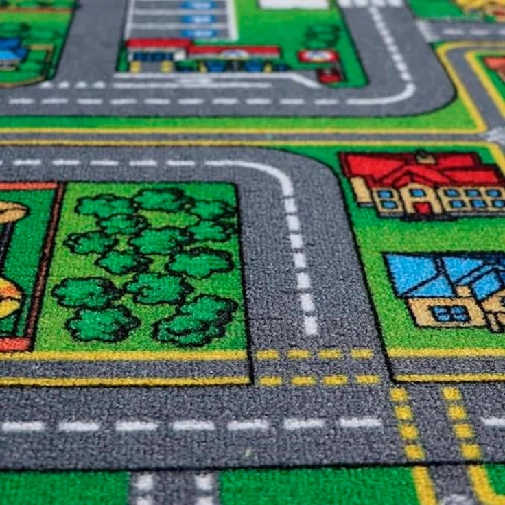 Primaflor Interaktiver Kinderteppich Streets, Straßenmotiv 140 x 200 cm, Anti-Schmutz-Ausrüstung, für Kinderzimmer, Made in Europe – Bild 3