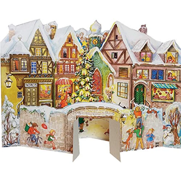 Richard Sellmer Verlag Nostalgischer Adventskalender "An der Stadtmauer" mit Bildern und Glimmer – Bild 1