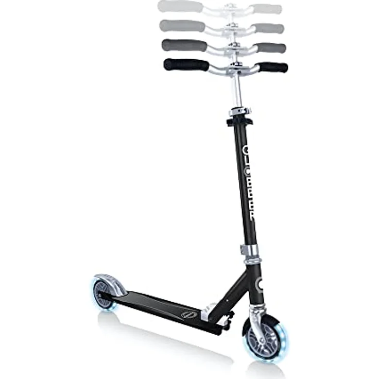 Globber Flow Element Lights 721-120, Scooter mit stabilem Aluminiumrahmen, schwarzen Polyurethanrädern und einstellbarem Lenker, max. Tragfähigkeit 100 kg – Bild 3