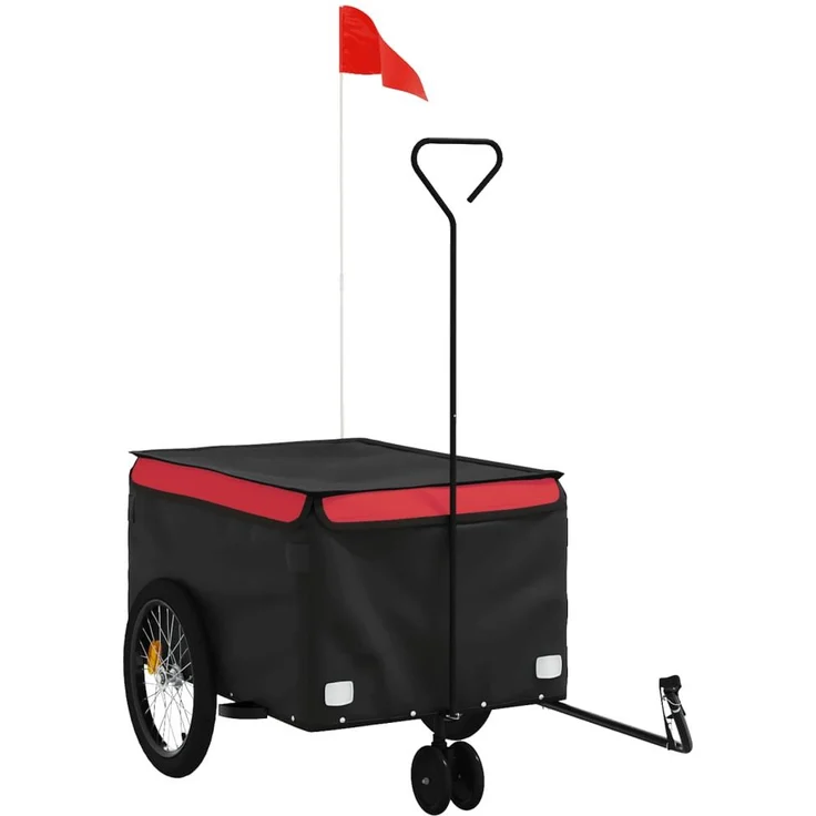 vidaXL Fahrradkinderanhänger, Eisen, Schwarz und Rot, max. 30 kg belastbar – Bild 1