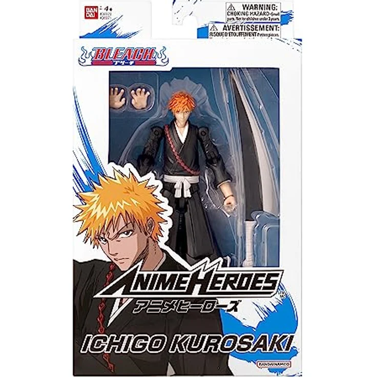 BANDAI Anime Heroes Bleach Figur 17 cm Kurosaki Ichigo, detailreiche Actionfigur mit 16 Gelenkpunkten und Zubehörteilen – Bild 2