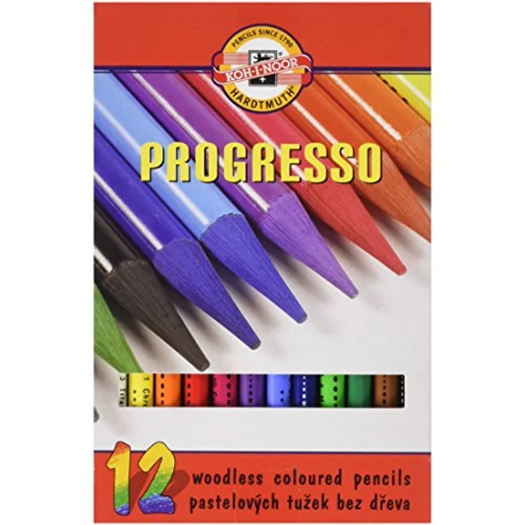 KOH-I-NOOR Progresso Buntstifte-Set, holzfrei, 12 Stück, hohe Farbintensität, 7,1 mm Mine für Detail- und Flächengestaltung – Bild 1