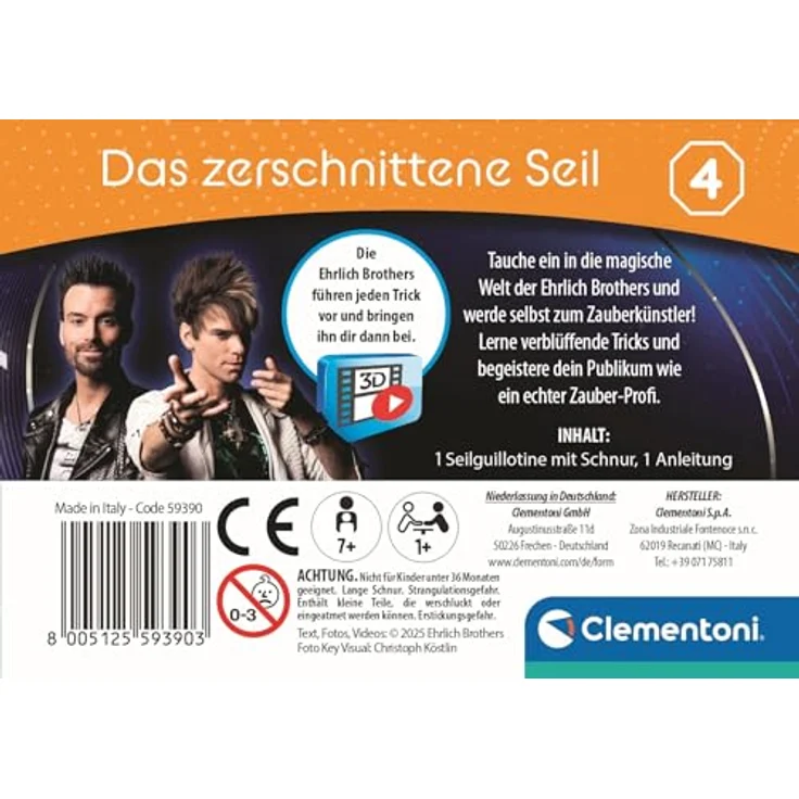 Clementoni® Zauberkasten Ehrlich Brothers Mini Magics, Zauberset mit dem Trick "Das zerschnittene Seil", für Kinder ab 7 Jahren, Made in Europe – Bild 3