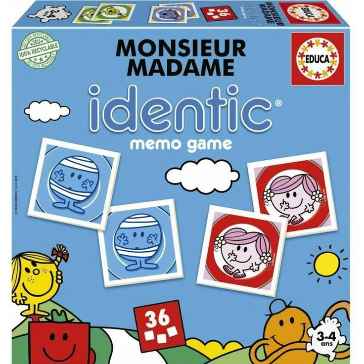 Educa Lernspiel Monsieur Madame Identic (FR), kognitive Förderung für Kinder ab 3 Jahren, aus langlebiger Pappe