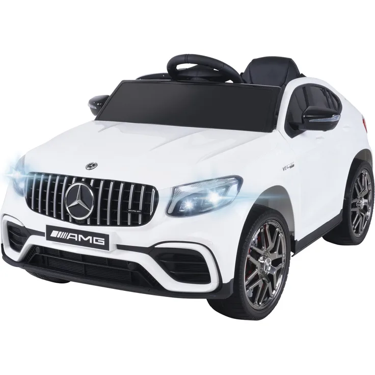 Actionbikes Motors Mercedes Benz AMG GLC 63S, Kinder Elektroauto Coupé mit 4x4 Allrad, Fernbedienung, Sound und 140 Watt, weiß, geeignet für Kinder ab 3 Jahren