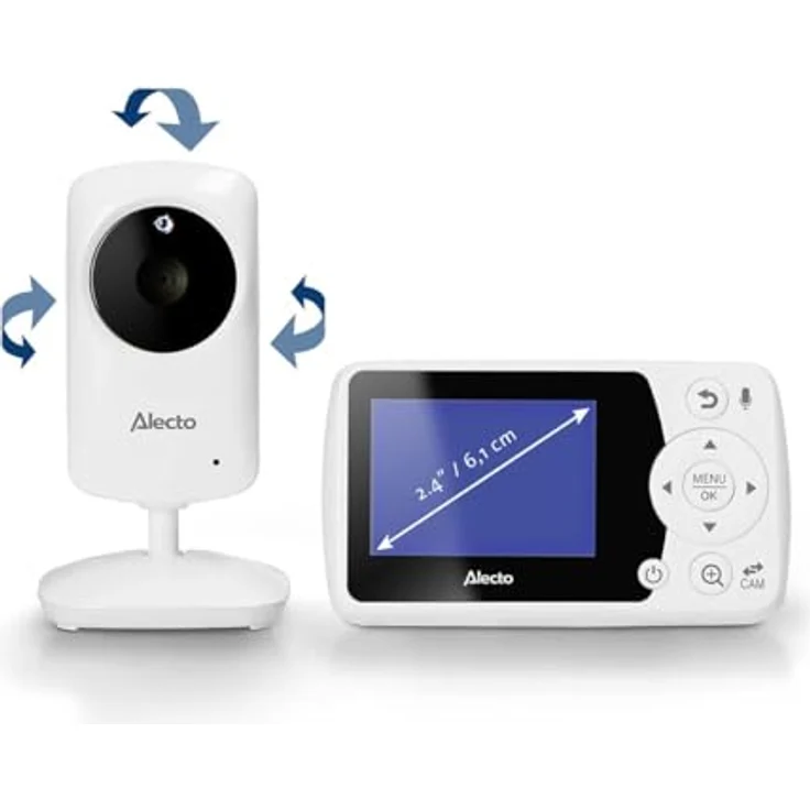 Alecto DVM64 Babyphone mit Kamera, 2,4 Zoll Farbdisplay, Nachtsicht, Zwei-Wege-Kommunikation, VOX-Funktion, Temperaturanzeige, 8 Schlaflieder – Bild 2