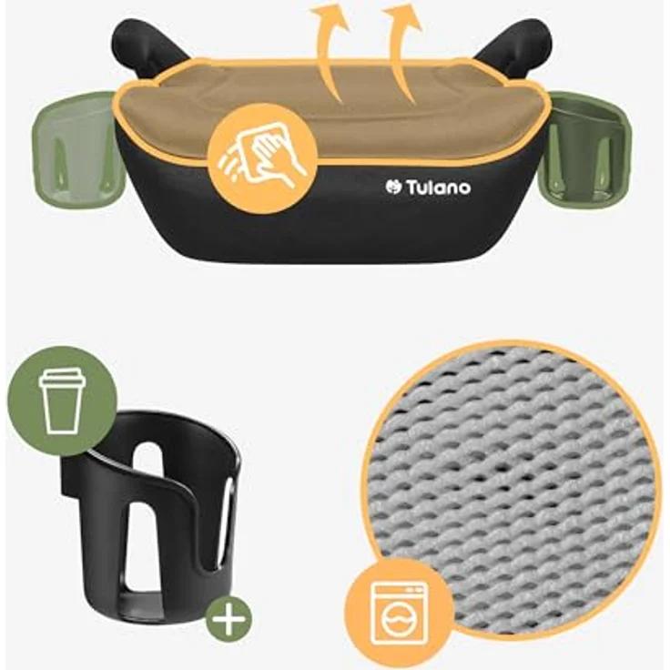 Tulano Cabby 20, Kindersitz mit ECE R129/03 i-Size-Zulassung, ergonomischer Konturierung und Ultra-Soft-Technologie, grau – Bild 5