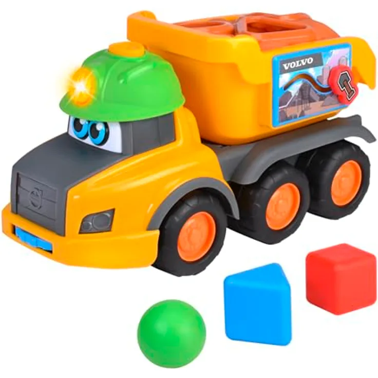 Dickie Toys ABC Harry Hauler, Sortierfahrzeug mit Licht- und Soundeffekt für Kleinkinder, inklusive 3 Rassel-Bausteinen