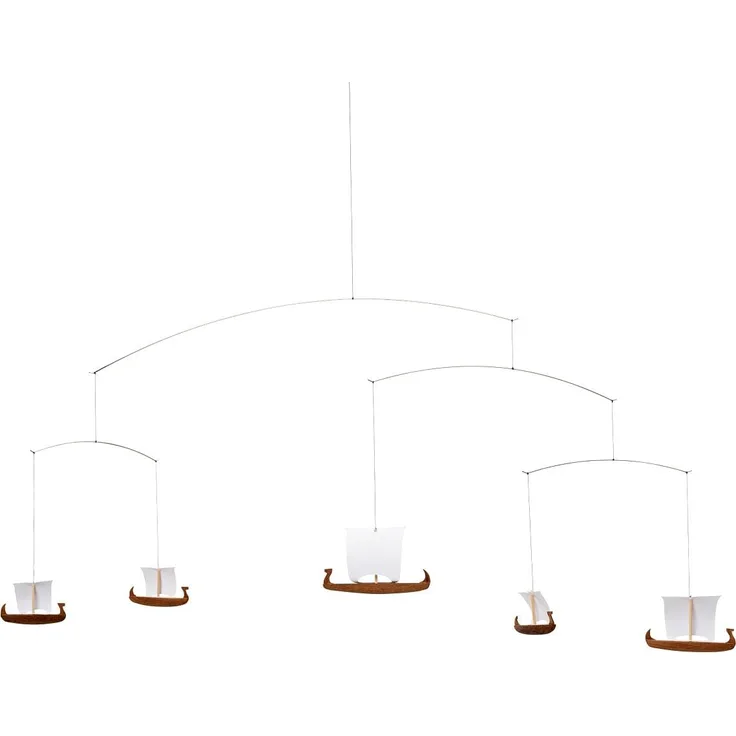 Flensted Mobiles, Babymobile, Fünf Wikingerschiffe Mobile mit Geschenkbox