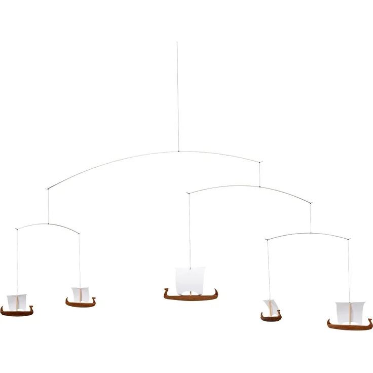 Flensted Mobiles, Babymobile, Fünf Wikingerschiffe Mobile mit Geschenkbox – Bild 1