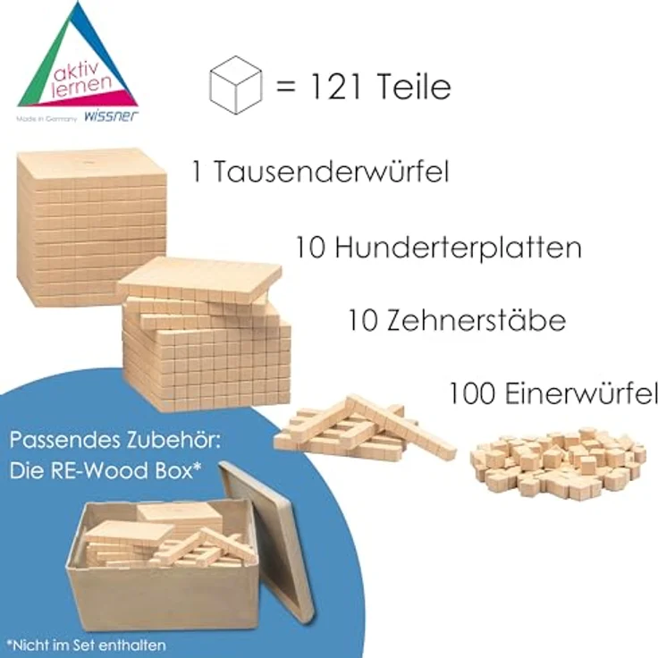 Wissner R39579.000 - Dezimalwürfel Mathematische Würfel, Rechenblöcke 121 Teile, Schulqualität – Bild 3