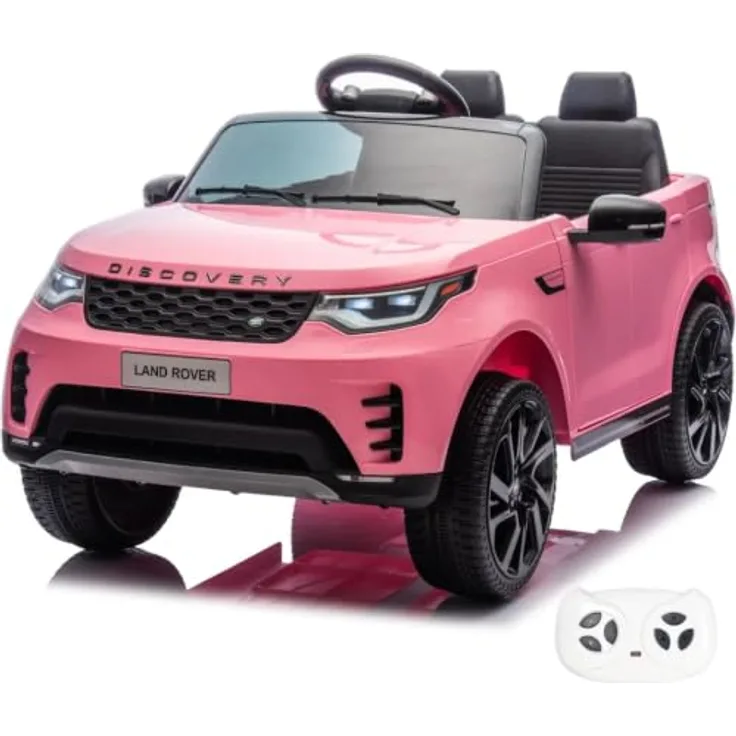 Land Rover Discovery Kinder Elektroauto 12V, mit Fernbedienung, für 1-6 Jahre, rosa, MP3-Player, LED-Scheinwerfer, Sicherheitsgurte