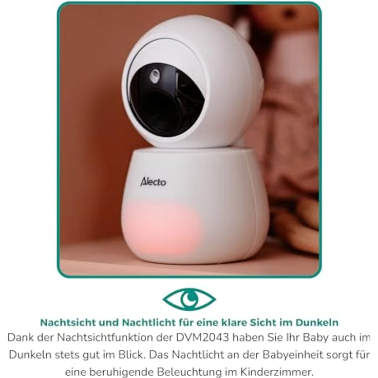 Alecto DVM2043 - Babyphone mit Kamera, großem 4,3" Farbdisplay und Nachtlicht - Ferngesteuert - Weiß – Bild 4